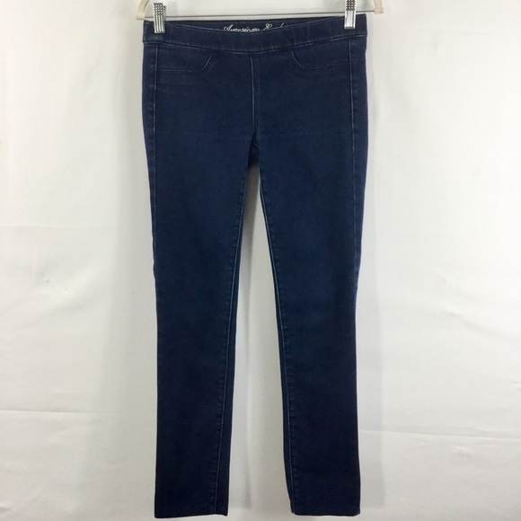 AMERICAN Eagle Stretch Dark Wash Pull On Jegging Size 4 - Picture 1 of 5